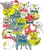 Funny doodle colorful cats.Seamless pattern with funny hand drawn cats