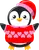 Cute penguin with a heart sweater and hat. Beautiful Valentine's Day gift and lovers gift. Loving girl birthday present.