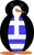 Charming Ms. Penguin says YIASOU! after her travels to the Greek islands. How sharp she looks all dressed up in her new vest of the flag of Greece.