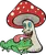 A psychedelic magic mushroom licking a trip inducing tropical frog.