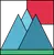 Mountains and sun bauhaus style. Minimalistic nature scene for camping fans and nature lovers.