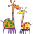 Couple of colorful giraffes