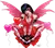 Cute Valentine fairy dressed up in reds and pinks with her heart balloons.