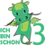 A green dragon for the third birthday as a present for three year old children. Dragons are cute animals that every child loves. They often appear in fairy tales as fantasy animals.