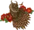 Owl sitting amongst red roses drawn in a tattoo style.
