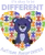 Autism Awarness for my brother or sister. In April we carry blue as appreciation. It's okay to be different. A blue bear for the sister or brother of a child with autism.