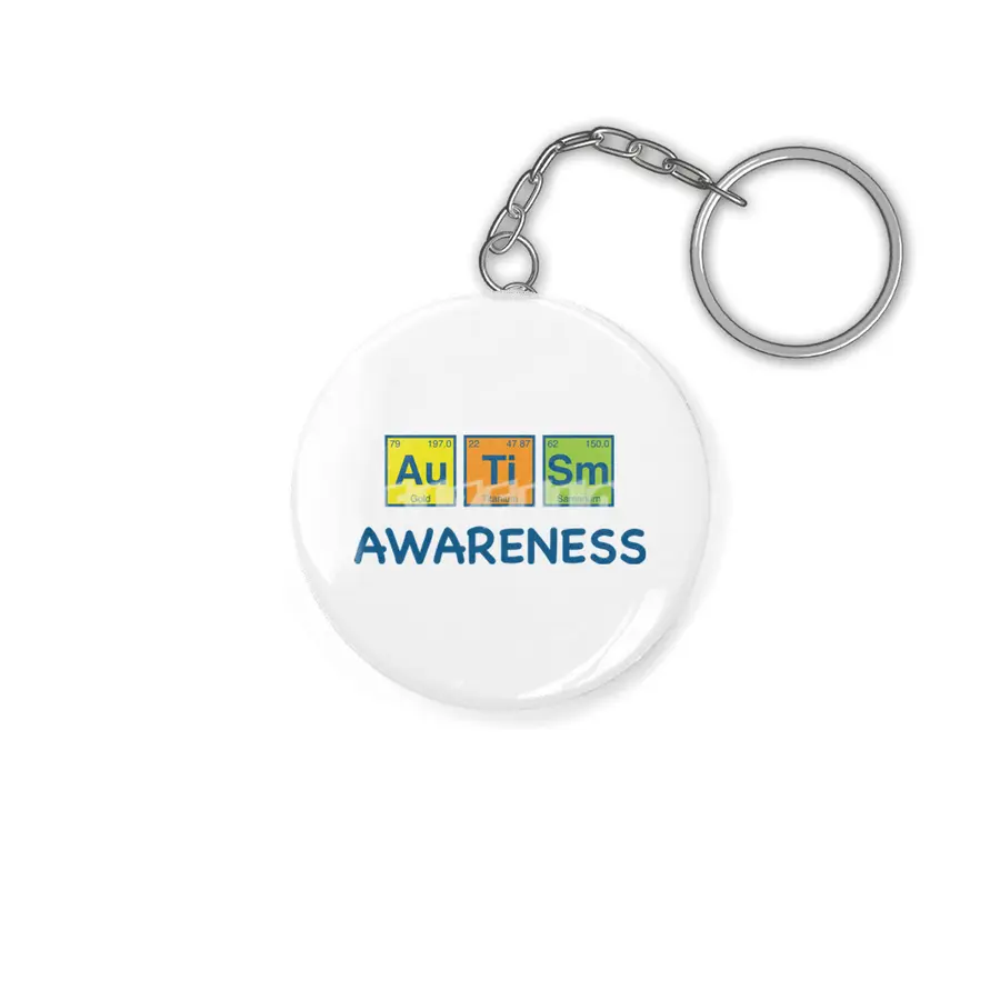 Autism Awareness Light Color Periodic Table Elements Theme for Teachers, Students and Parents Anahtarlık