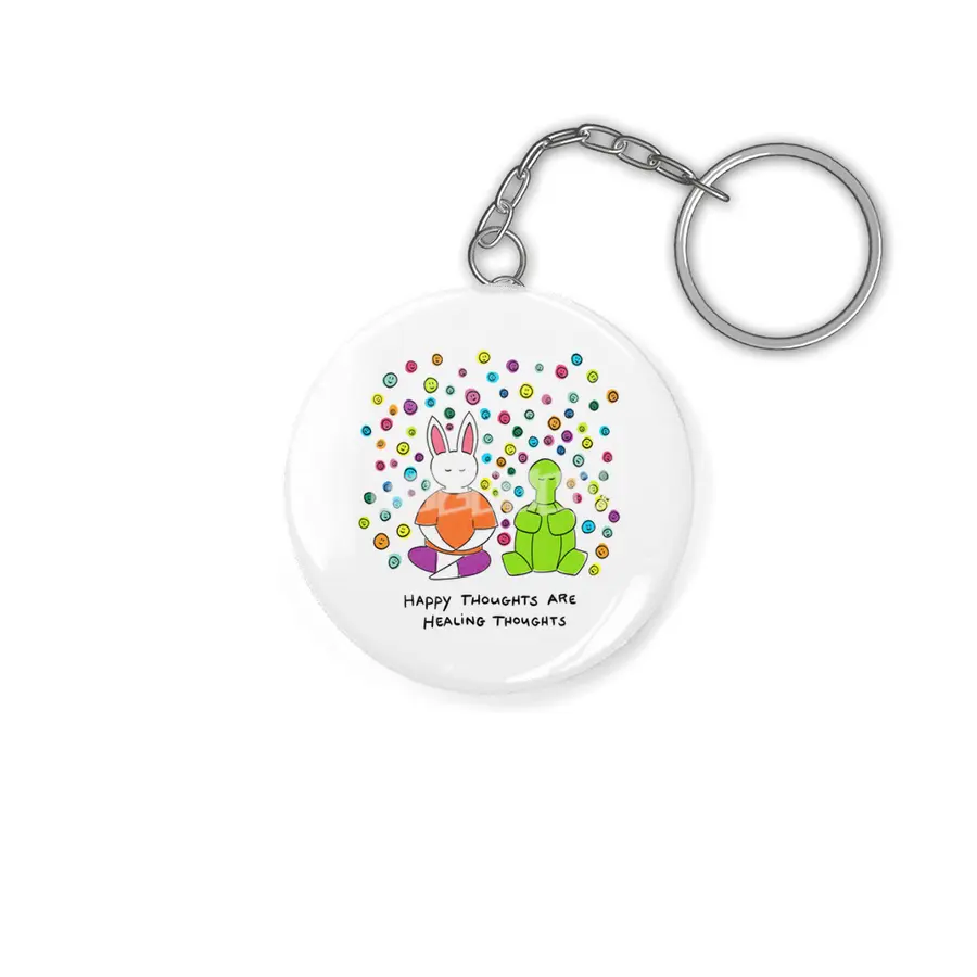 Bunny Daze Yoga - Happy Thoughts Are Healing Thoughts Anahtarlık