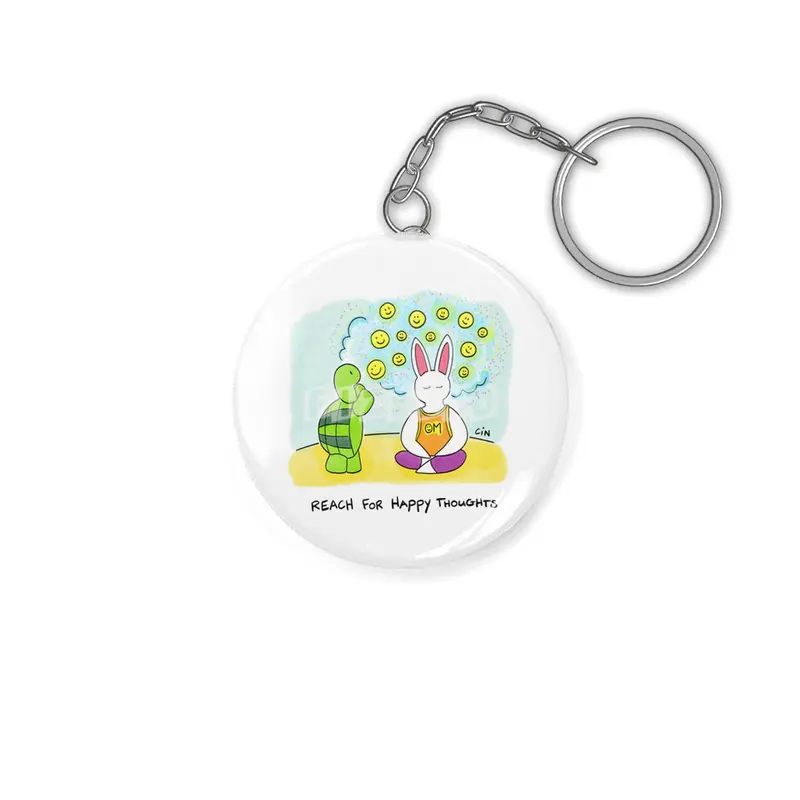 Bunny Daze Yoga - Reach For Happy Thoughts Anahtarlık