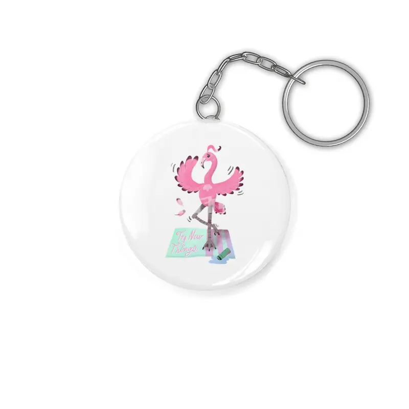 Try New Things with Yoga Flamingo in digital Anahtarlık