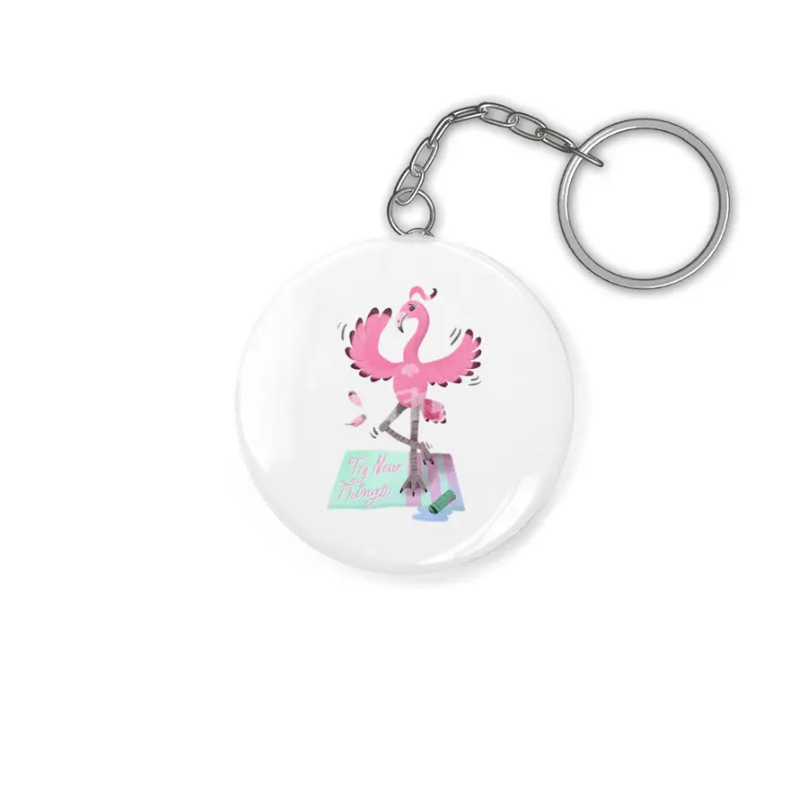 Try New Things with Yoga Flamingo in digital Anahtarlık