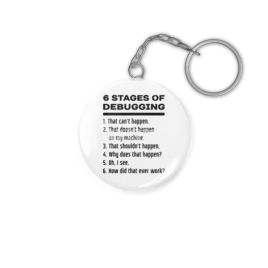 Six Stages of Debugging: Black on White Design for Programmers Anahtarlık