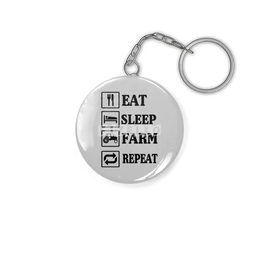Eat Sleep Farm Repeat Logo Anahtarlık