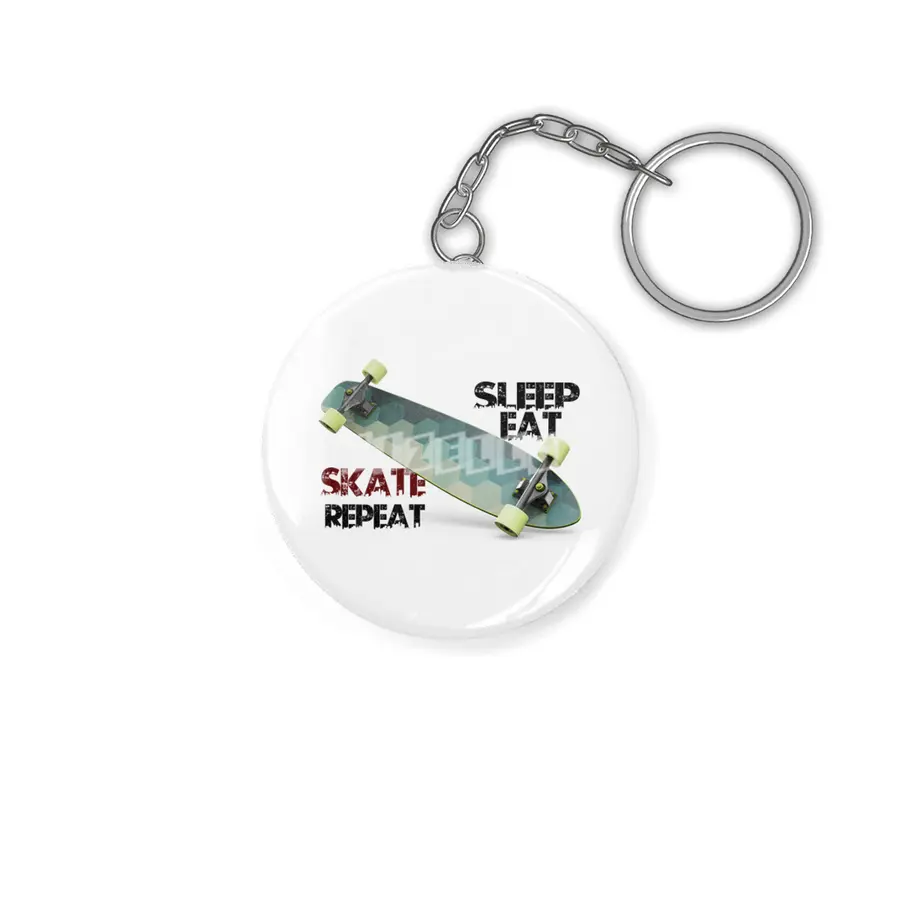 eat sleep skate repeat,skateboard T-shirt Anahtarlık