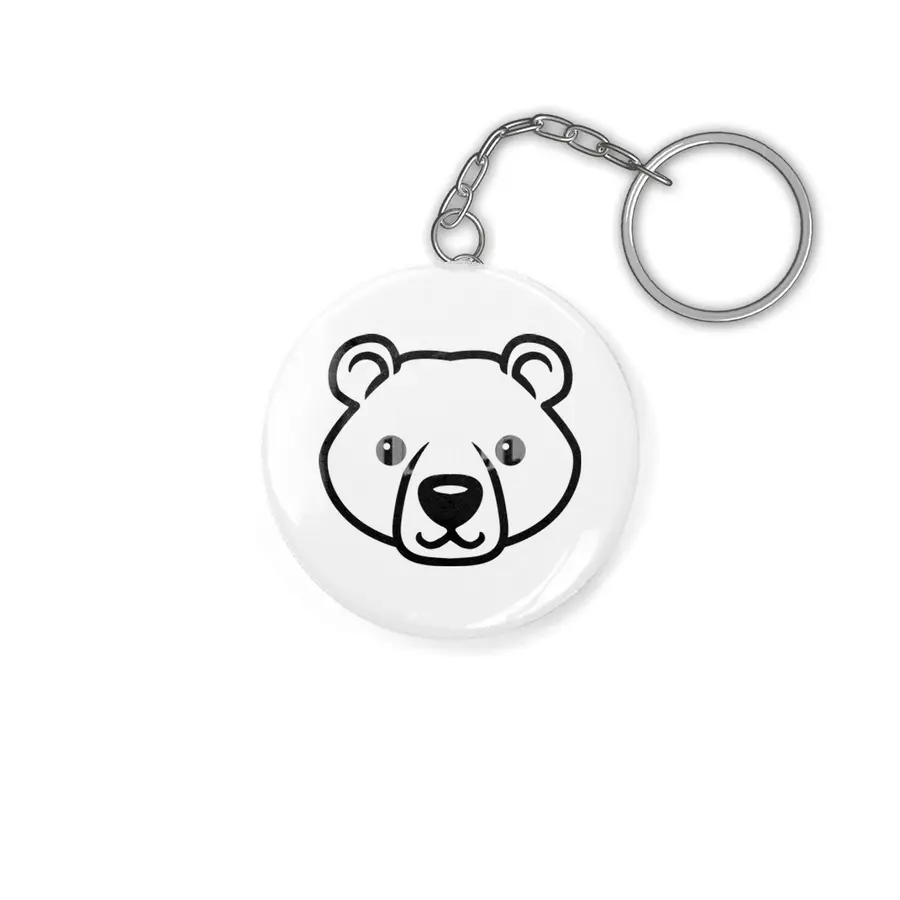 Bear Black and White Minimalist Pictogram Anahtarlık