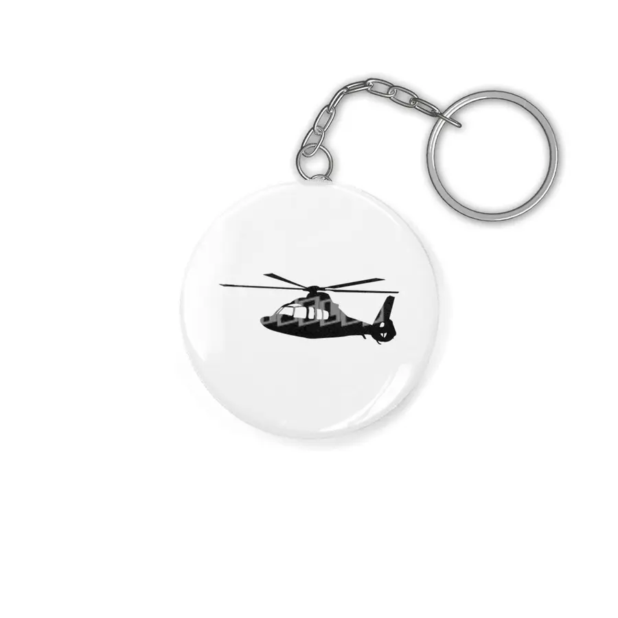 Black Helicopter Flying Silhouette Anahtarlık