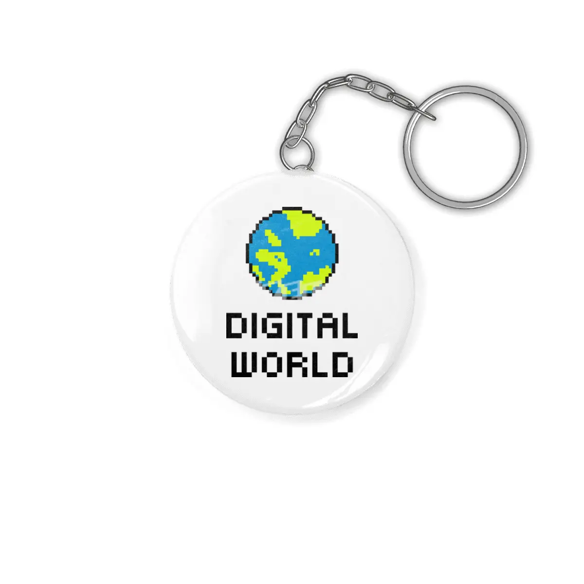Digital World (8Bit Pixel Earth Logo) Art Anahtarlık