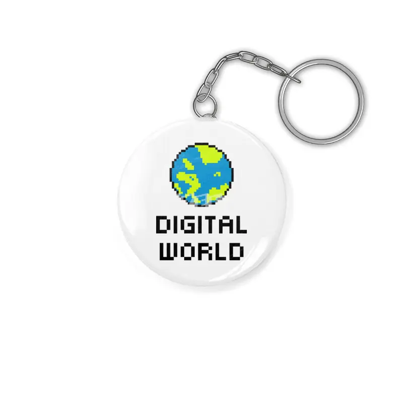 Digital World (8Bit Pixel Earth Logo) Art Anahtarlık