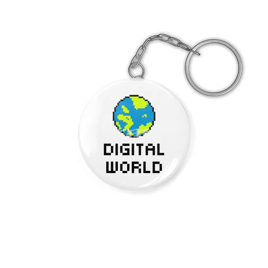 Digital World (8Bit Pixel Earth Logo) Art Anahtarlık