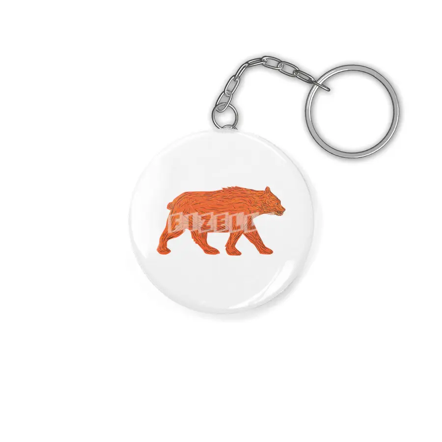 American Black Bear Walking Side Retro Anahtarlık