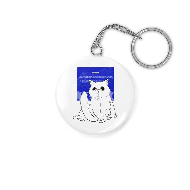 Blue Screen Cat Anahtarlık