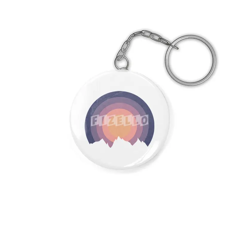 Pastel Mountain Silhouette Minimalism Sunset Outdoor Design Anahtarlık