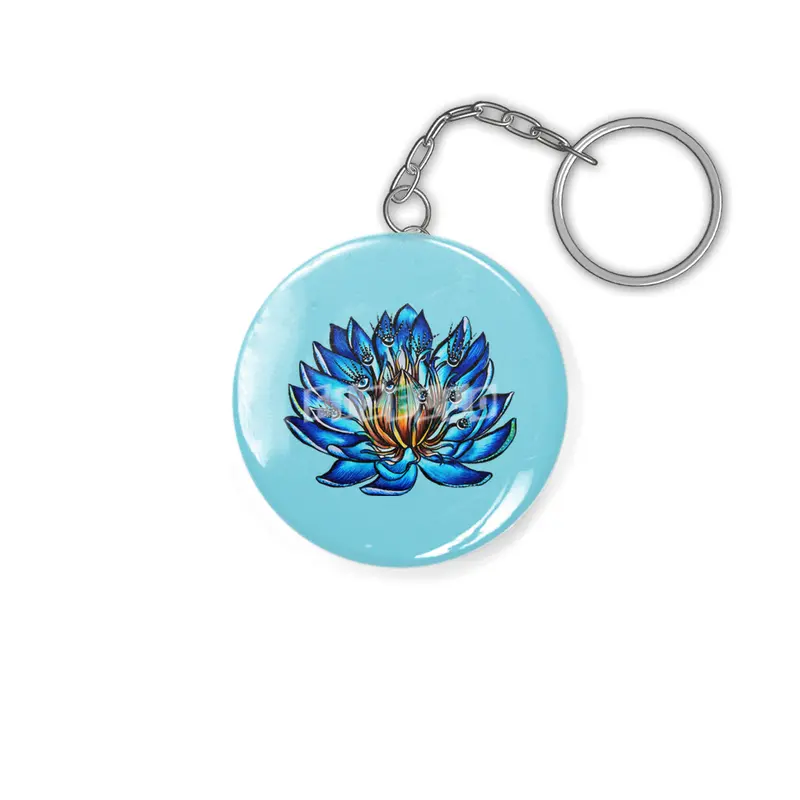 Blue Lily Flower Monster With Weird Eyes Anahtarlık