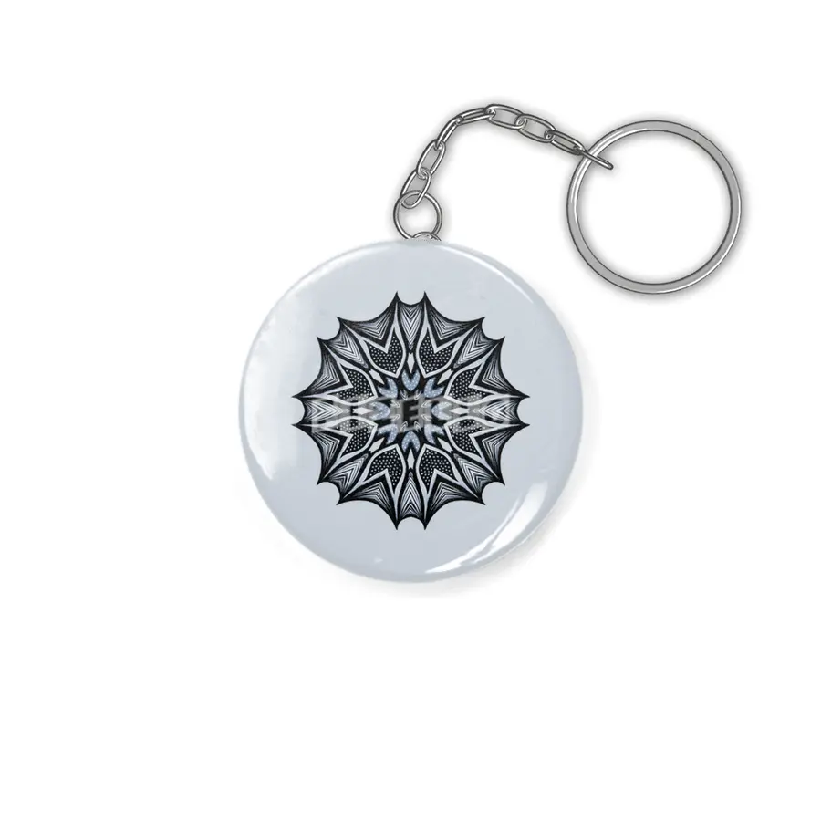 Abstract Flower Mandala With Sharp Petals Decorative Art Anahtarlık