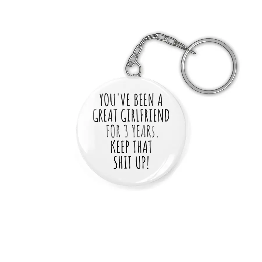3 Years Anniversary Girlfriend Funny Gift for GF 3rd Dating Relationship Couple Together Anahtarlık