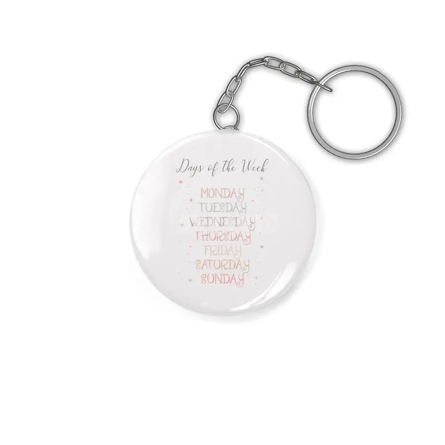 Days of the Week beautiful print for little kids - educational print - Monday to Sunday Anahtarlık