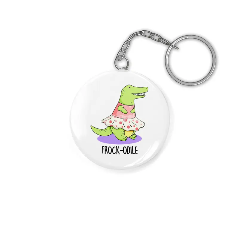 'Frock-odile Cute Crocodile Pun Anahtarlık