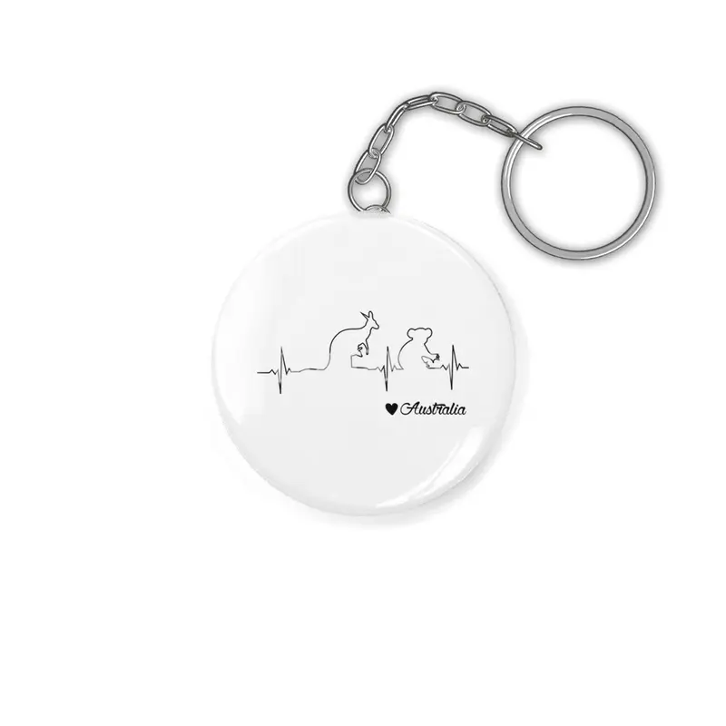 Australia Heartbeat - Kangaroo and Koala Draw Gift Anahtarlık