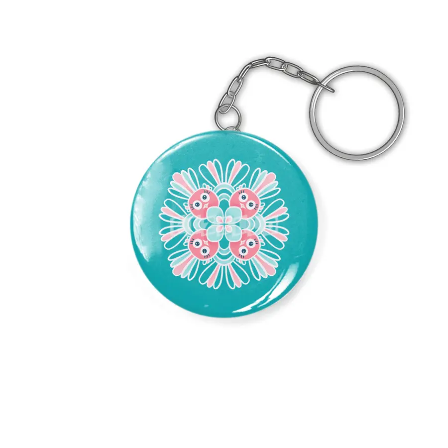 Cute Birds Flower Mandala Anahtarlık