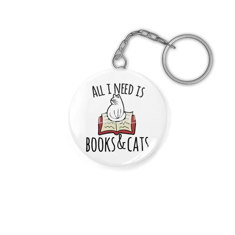 All I need is books and cats Anahtarlık