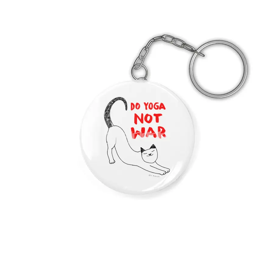 Do yoga not war Cat Anahtarlık