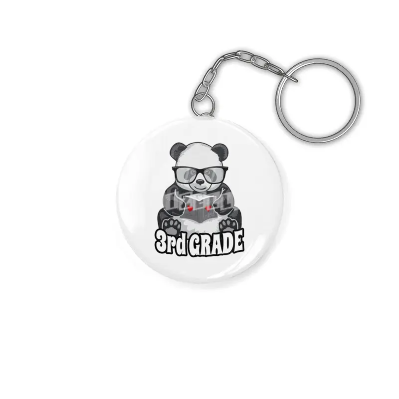 3rd Grade Back To School Panda Book Reader Teacher Heart Anahtarlık