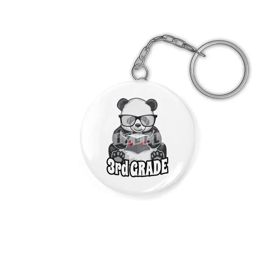 3rd Grade Back To School Panda Book Reader Teacher Heart Anahtarlık