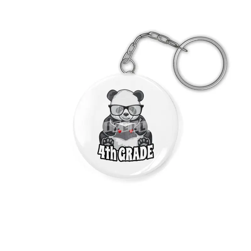 4th Grade Back To School Panda Book Reader Teacher Heart Anahtarlık
