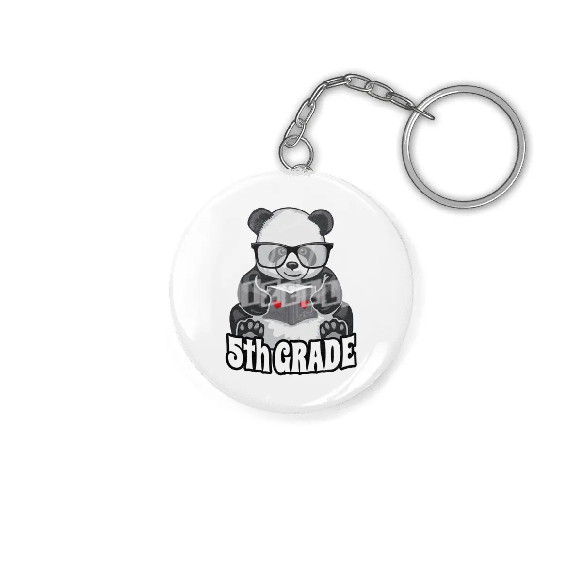5th Grade Back To School Panda Book Reader Teacher Heart Anahtarlık