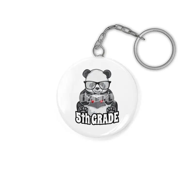 5th Grade Back To School Panda Book Reader Teacher Heart Anahtarlık