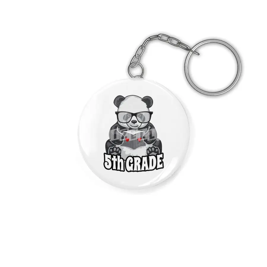 5th Grade Back To School Panda Book Reader Teacher Heart Anahtarlık