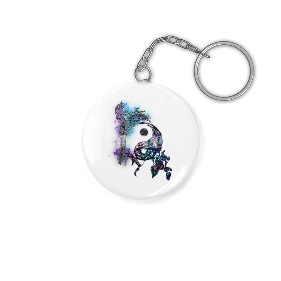 Zen Doodle Yin Yang Magenta Anahtarlık