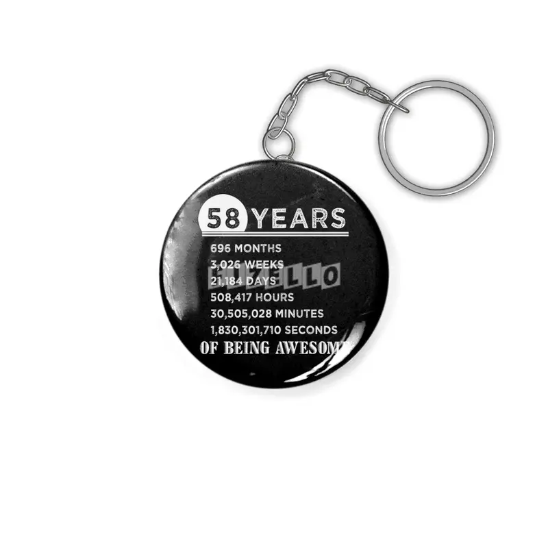 58th Birthday Gifts 58 Years Old of Being Awesome Anahtarlık