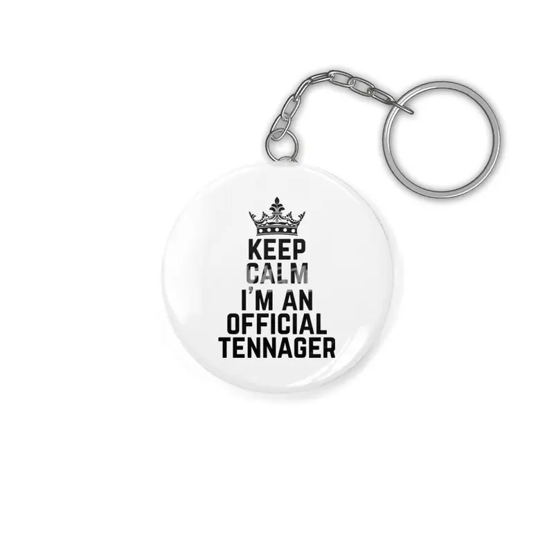 keep calm I'm official teenager 13th birthday 13 years old cool design cute white crown graphic Anahtarlık