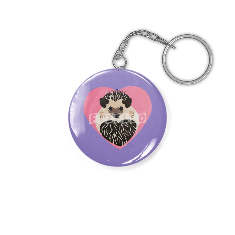 Hedgehog Love Heart Anahtarlık
