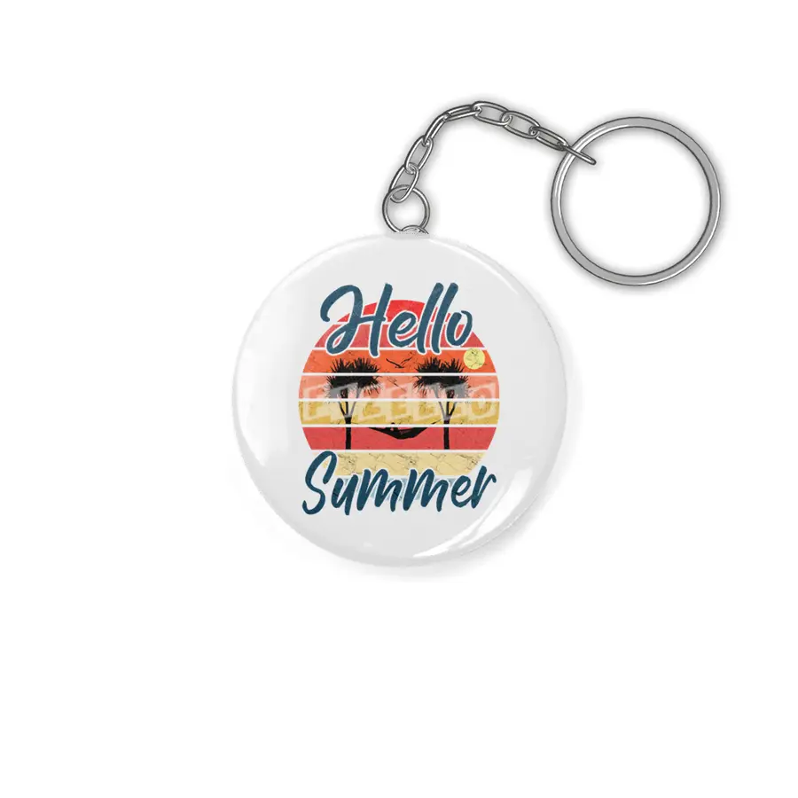 Hello Summer - Palm Trees Hammock Retro Anahtarlık