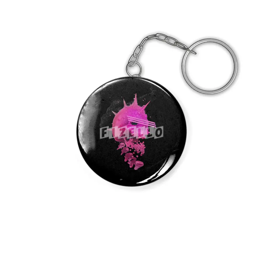 Pink Neon 80's Skull Anahtarlık