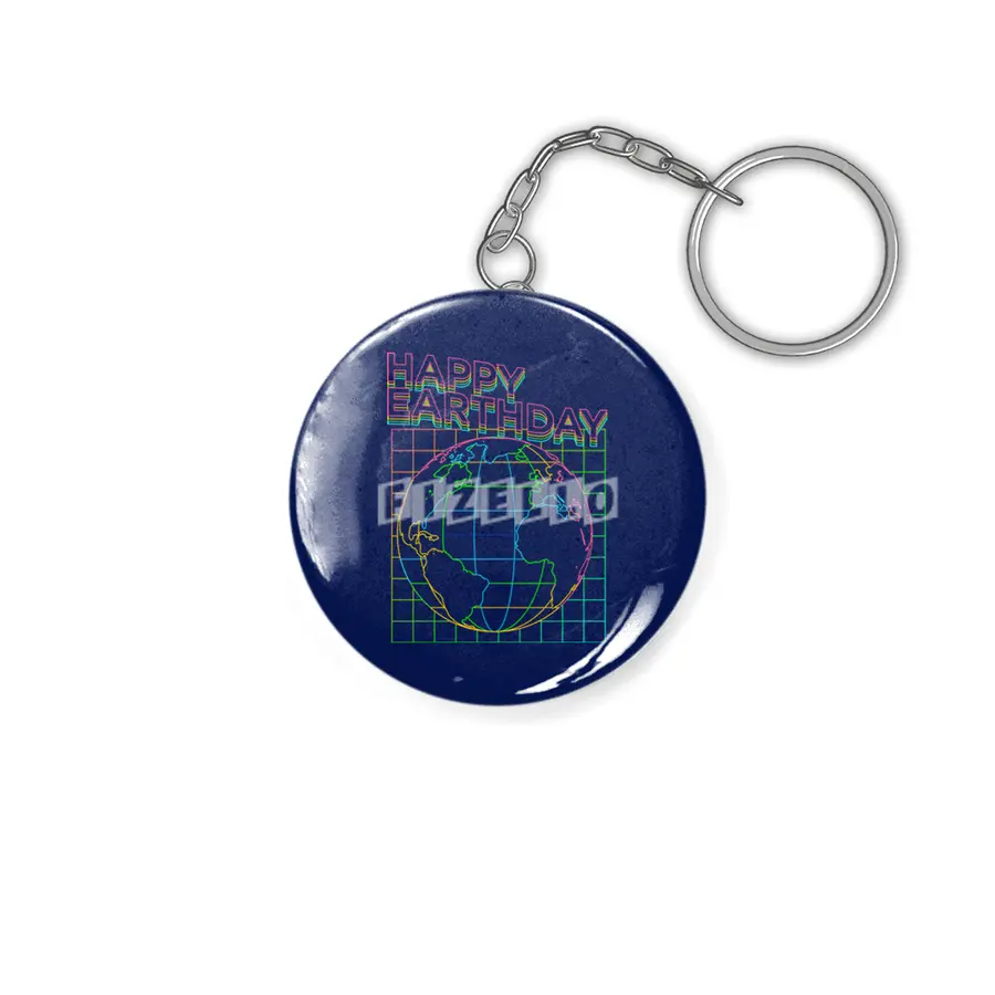 happy earth day 90s neon style Anahtarlık