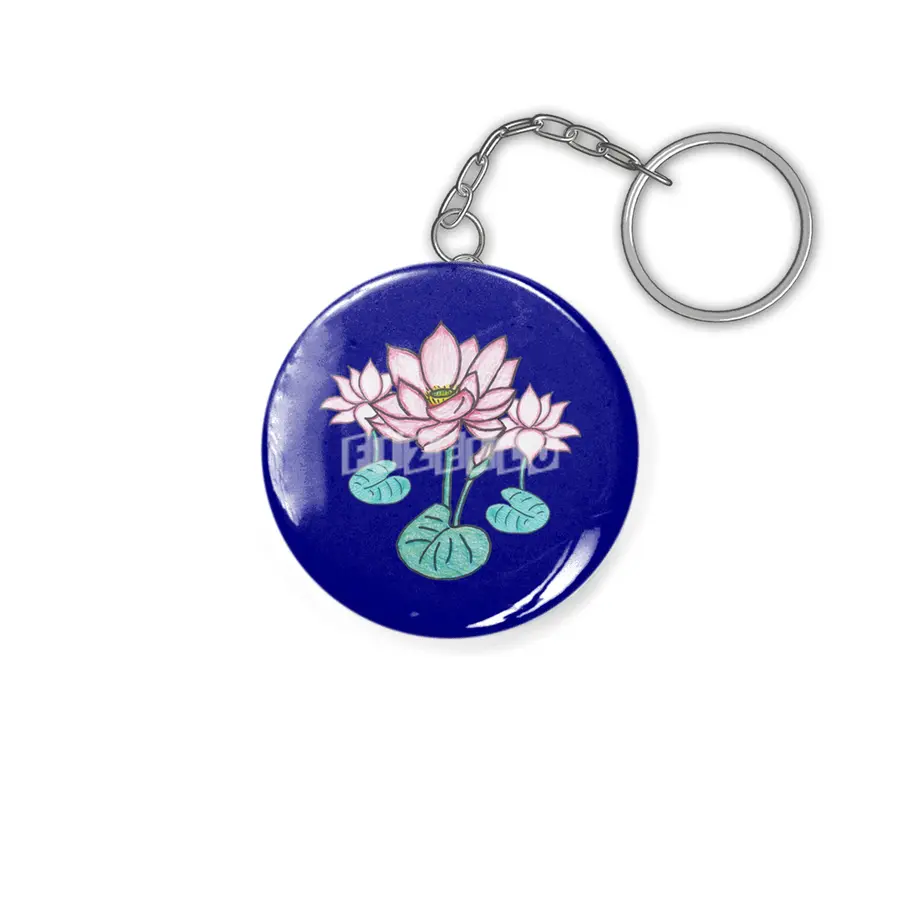 Beautiful Hand Drawn Lotus Flowers Anahtarlık