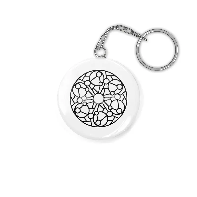 Black and white circle flower ornament, ornamental round lace design. Floral mandala. Hand drawn ink Anahtarlık